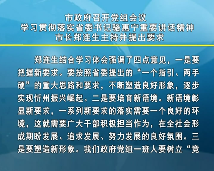 市政府召开党组会议 