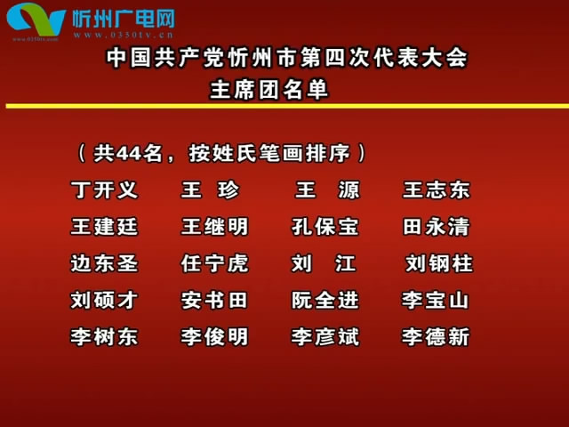 中国共产党忻州市第四次代表大会名单及议程