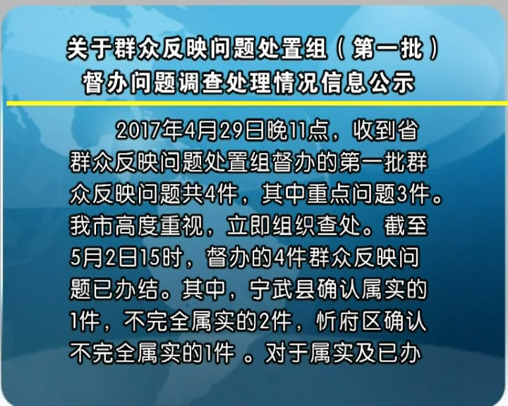 关于群众反映问题处置组(第一批)督办问题调查处理情况信息公示​