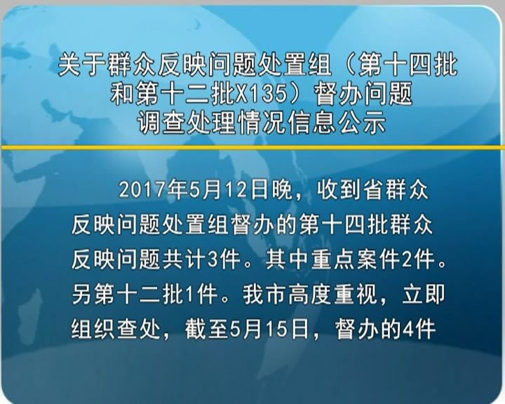 关于群众反映问题处置组(第十四批和第十二批X135)督办问题调查处理情况信息公示​