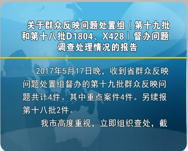 关于群众反映问题处置组(第十九批和第十八批D1804、X428)督办问题调查处理情况信息公示​