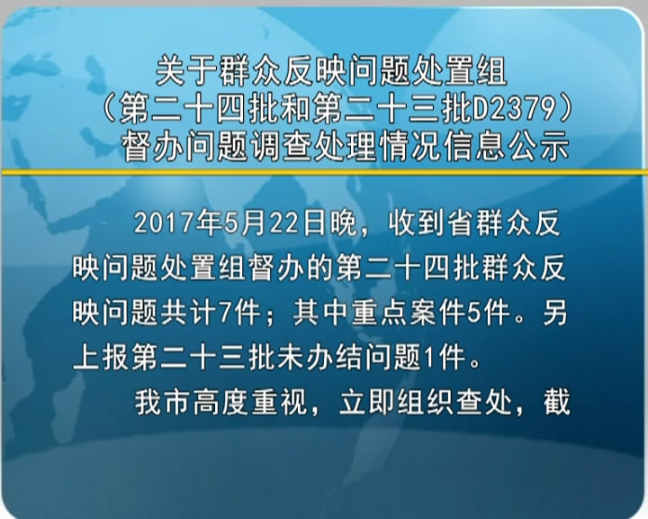 关于群众反映问题处置组(第二十四批和第二十三批D2379)督办问题督查处理情况信息公示​