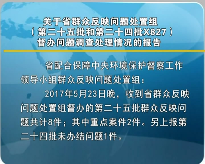 关于省群众反映问题处置组(第二十五批和第二十四批X827)督办问题调查处理情况的报告​