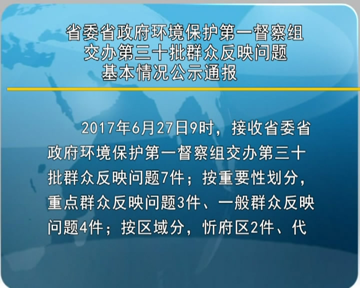 省委省政府环境保护第一督察组交办第三十批群众反映问题基本情况公示通报​