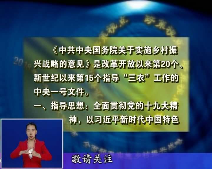 2018年中央一号文件公布 全面部署实施乡村振兴战略​