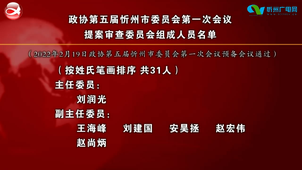 政协第五届忻州市委员会第一次会议提案审查委员会组成人员名单​